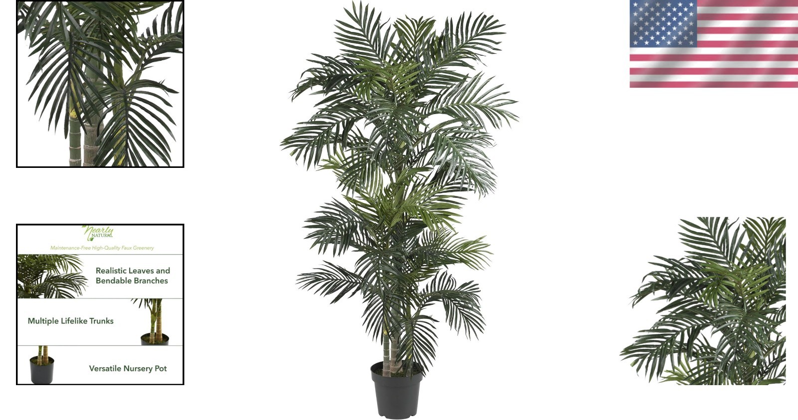 Stunning 6.5ft Indoor Golden Cane Palm with Flexible Fronds & Textured Trunks