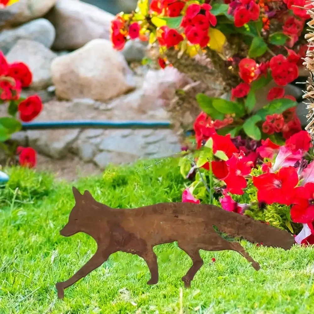 Sweet Animal Iron Metal Garden Ground Spikes Home Decor Sculpture Ornament