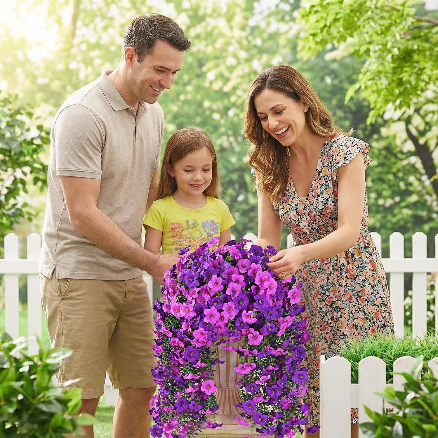 Lifelike Artificial Flowers Set of 2 – Perfect for Hanging Baskets & Patios
