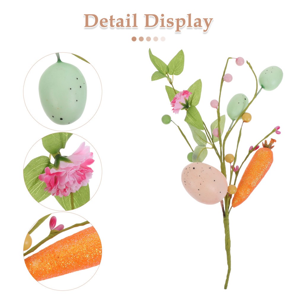 3 Pcs Easter Egg Tree Artificial Eggs Twig Branches Flowers Colorful Picks