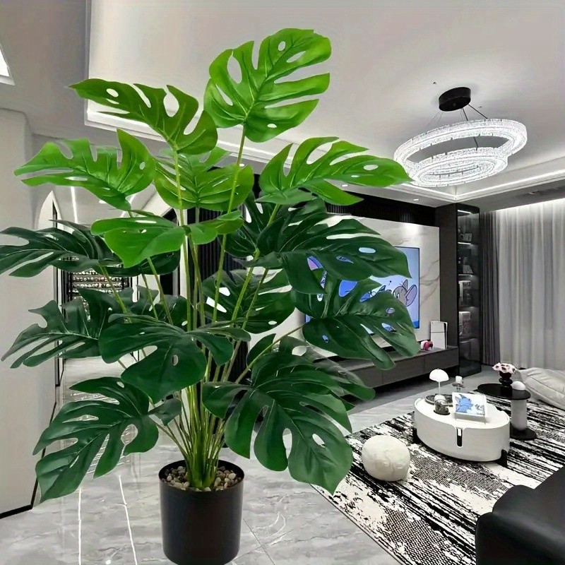 Artificial Monstera Leaves 18 Heads Faux Greenery Stems Home Decor Plant Wall