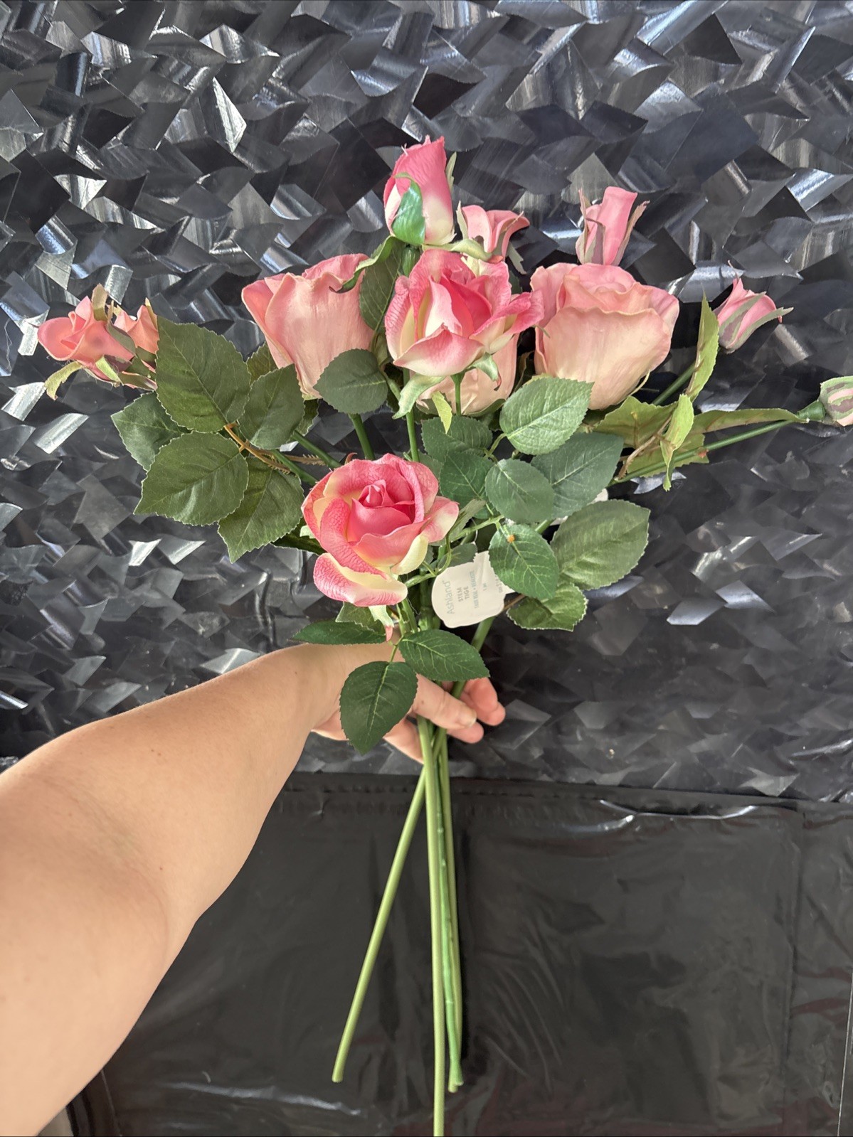 4 Long Stem Bendable Foam Real Touch Sweetheart Roses Faux Flower Pink Peach