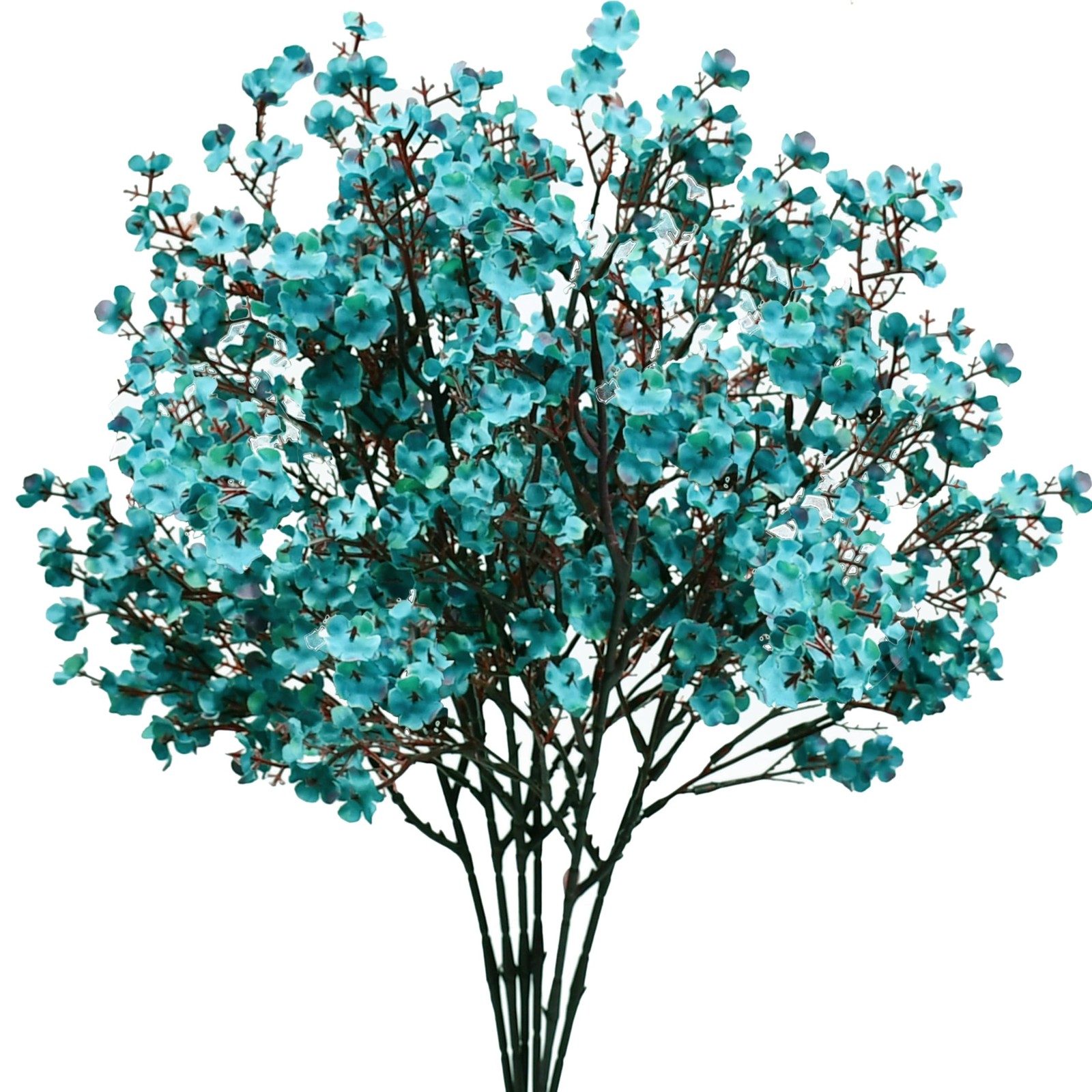 6 PCS Teal Artificial Babys Breath Silk Gypsophila Flowers 18.5 Inch Decor