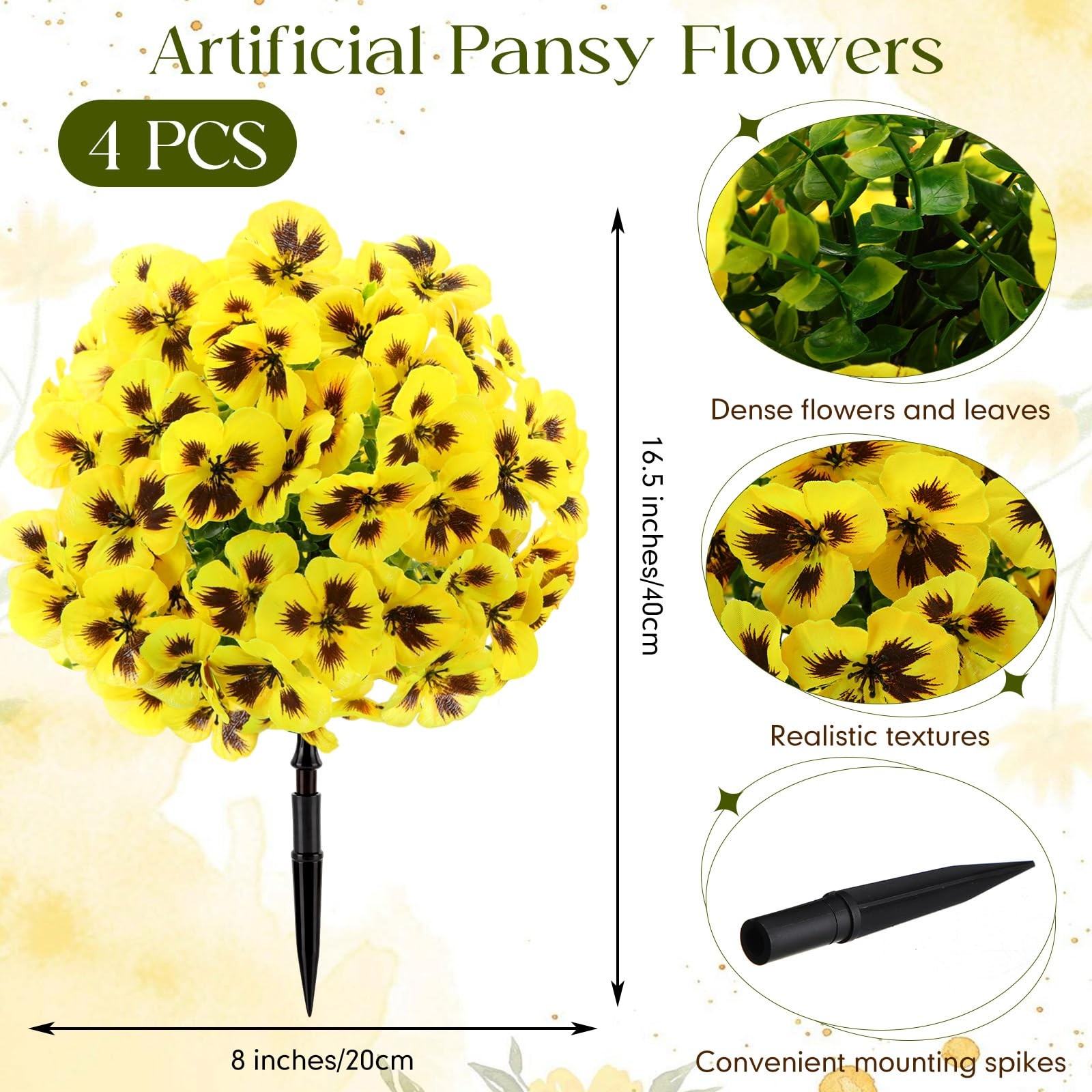 4 Pcs 16 Inch Artificial Pansy Flowers for Outdoor, Artificial Topiary Boxwoo…