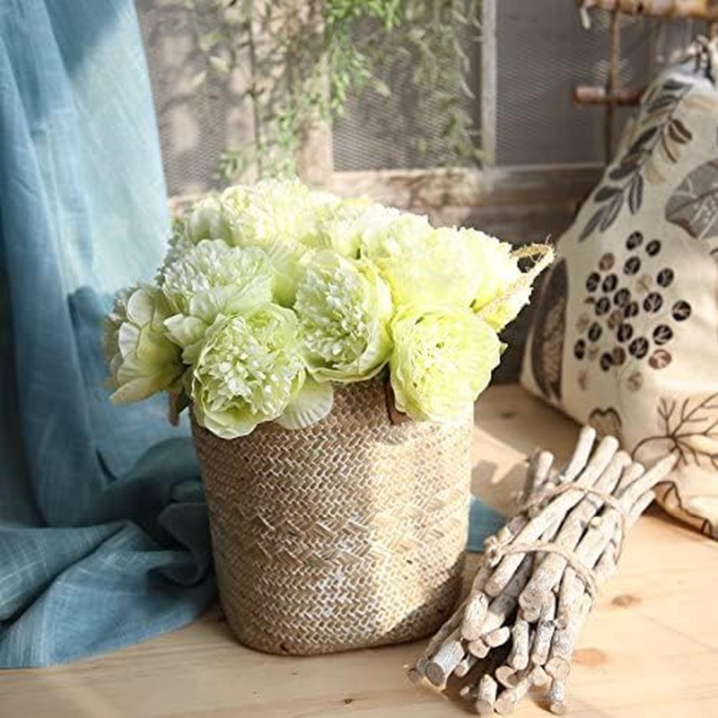 2 Bunches Artificial Peonies, 10 Heads Silk Peony Fake Flower Bouquets for Wedd
