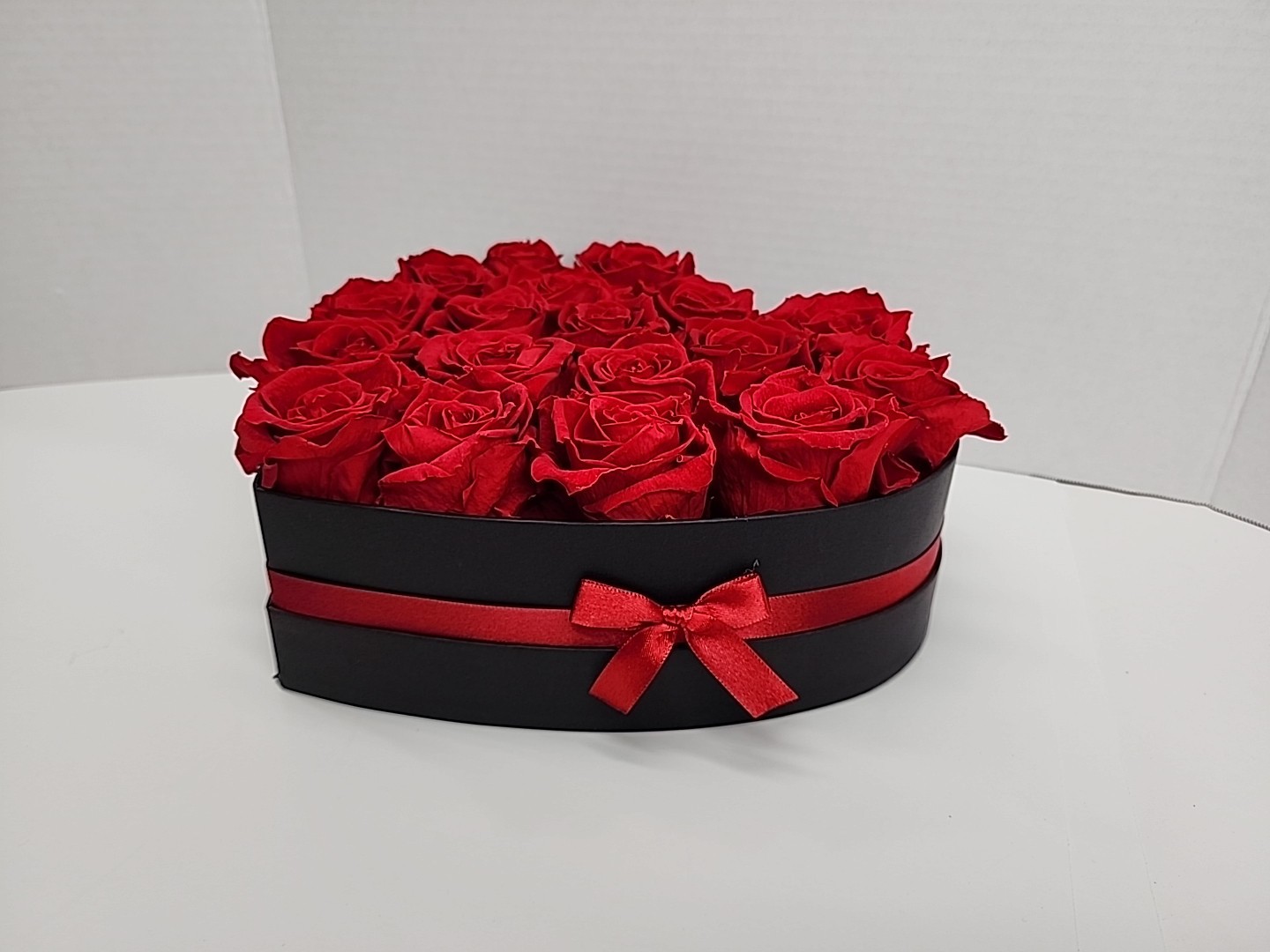 Forever Roses in Luxury Black Box: 18 Real Red Preserved Roses
