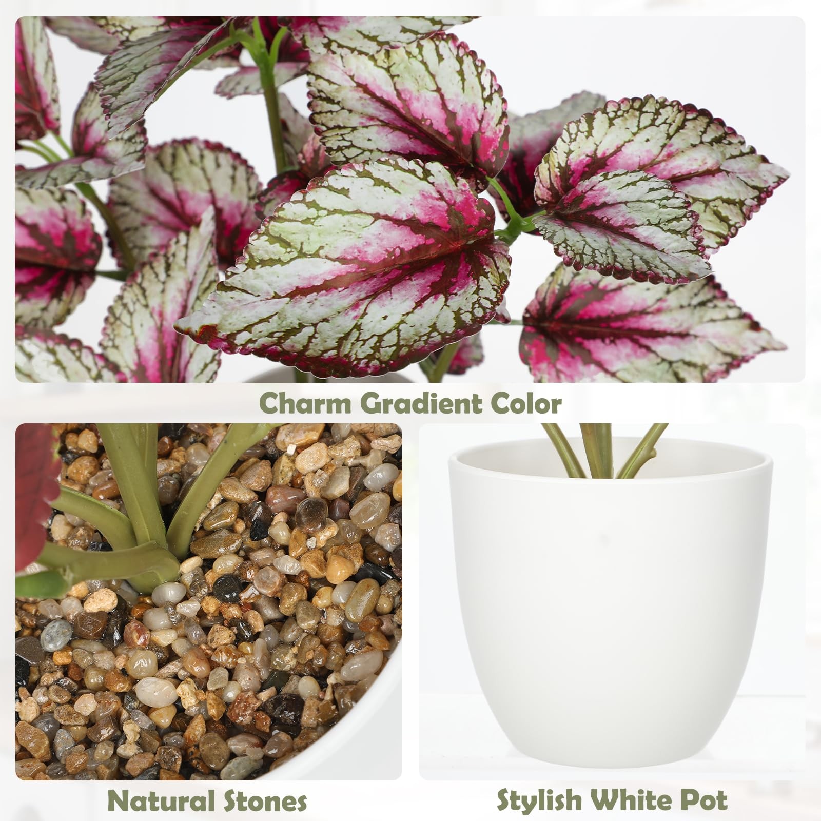 Artificial Plants Indoor 14.2″ Small Fake Perilla Plant in Pot Potted Plants …