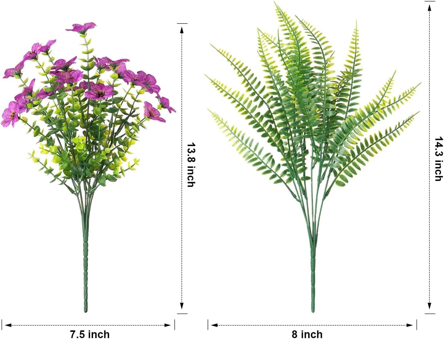 Realistic Mixed Flower & Fern Outdoor Plants – 14 Bundles for Porch & Garden