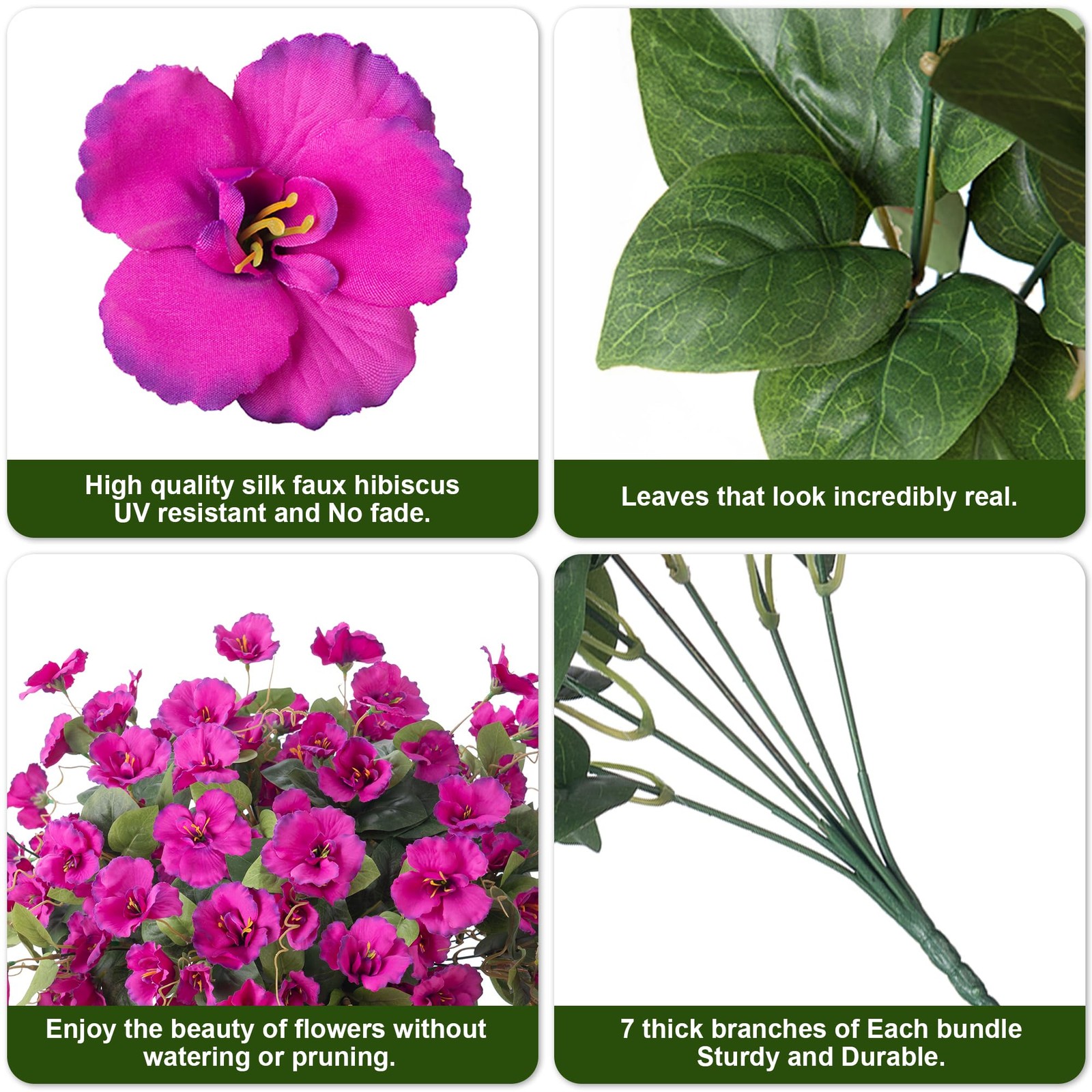 Fake Hibiscus Artificial Flowers for Outdoors Spring Summer Decoration, 6 Bun…