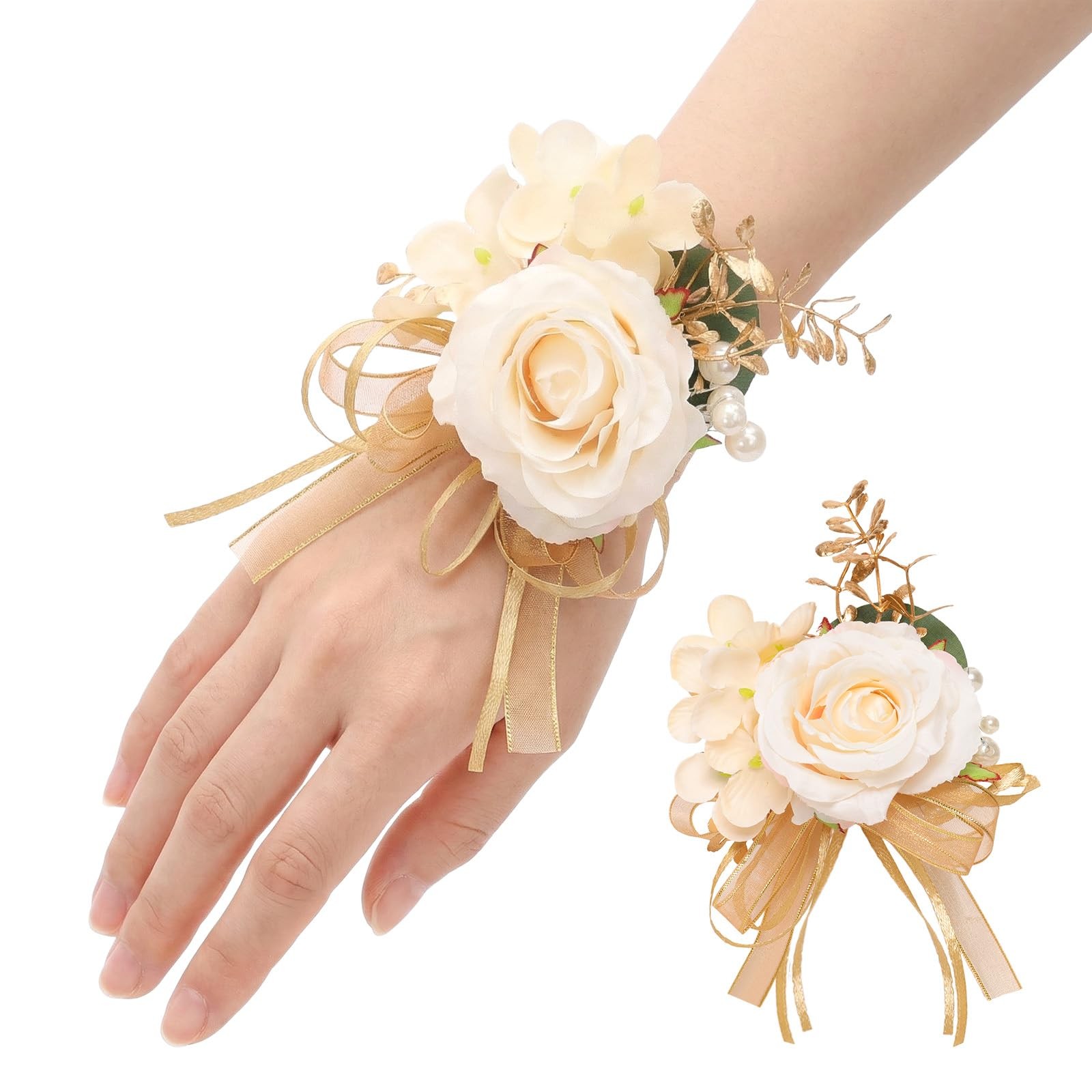 Champagne Corsage and Boutonniere Set Groomsmen and Groom Boutonniere for Wed…