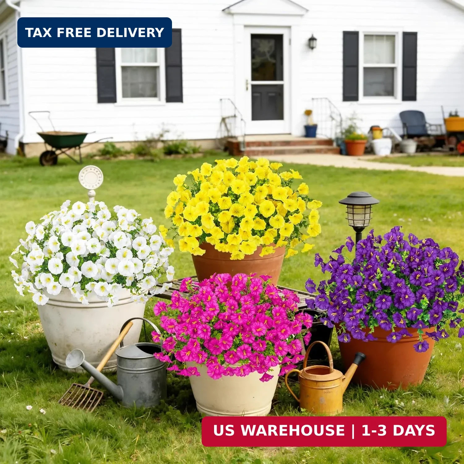 24 Bundles Artificial Morning Glory Flowers for Outdoors, Mixed | Realistic silk