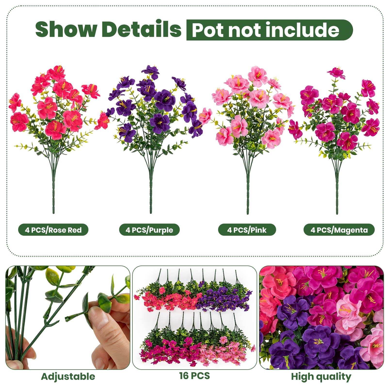 New Best Lnoicy 16 Bundles Realistic Artificial Camellia Flowers for Outdoor, UV