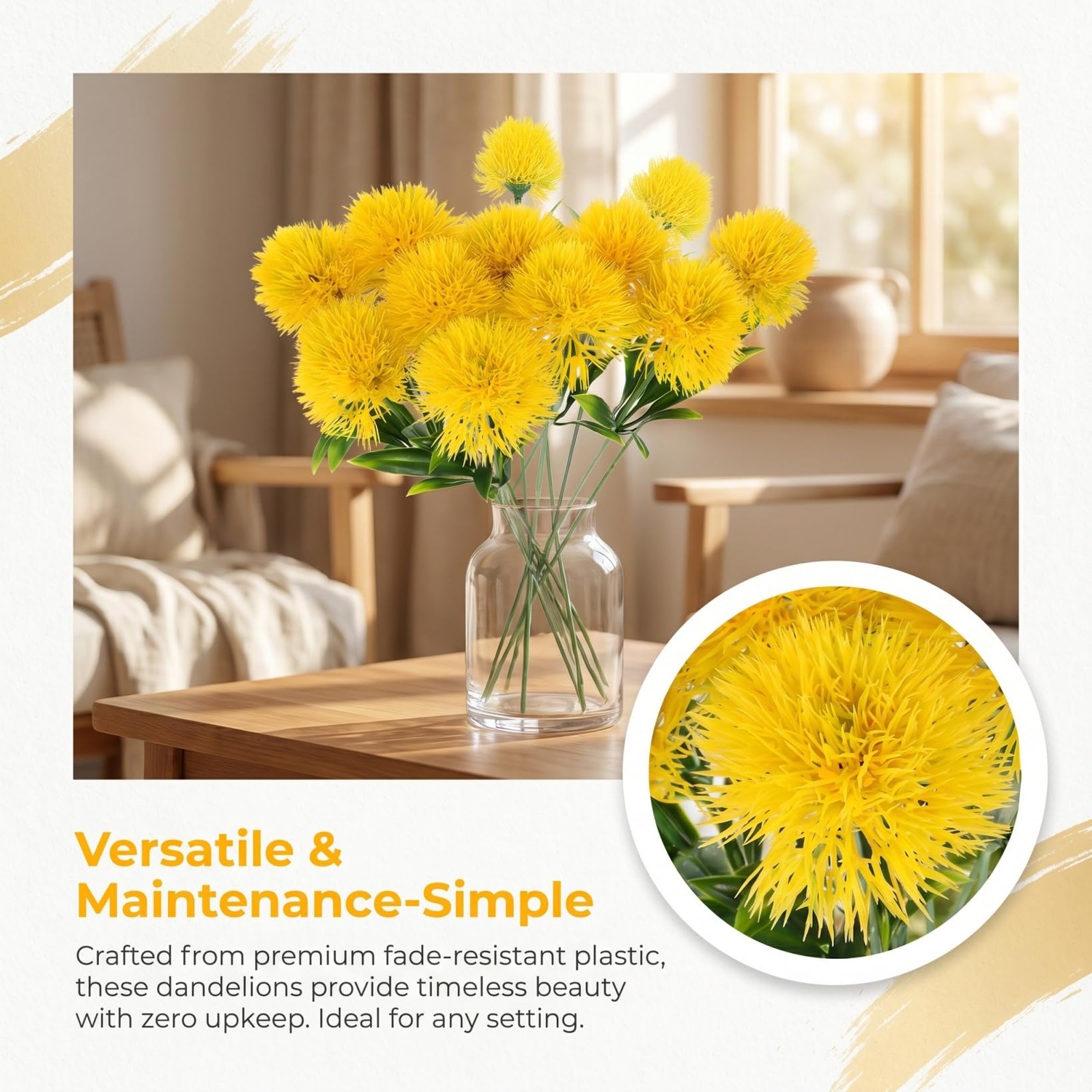 Artificial Dandelion Flowers 1.38 Inch Faux Dandelions Bouquet for Home Weddi…