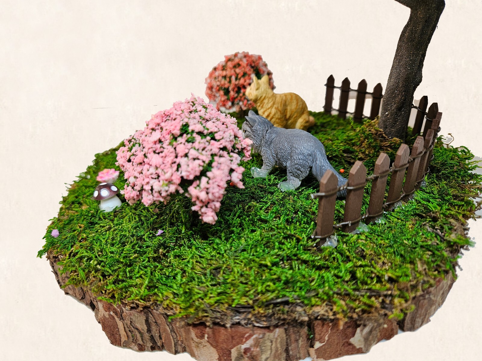 12in. Bonsai Plant Faux Indoor Outdoor Plant Home Office Decor cat figure Moss