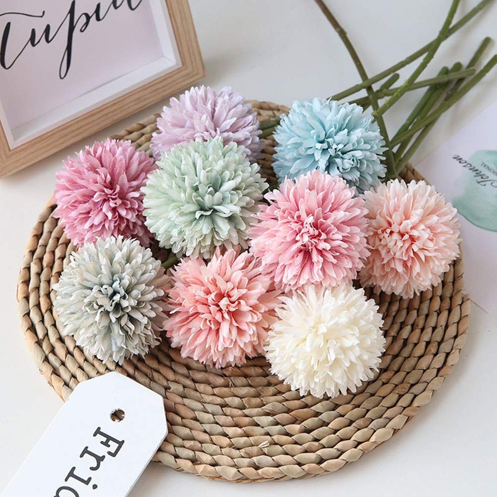 Artificial Flowers Chrysanthemum Ball Flowers Bouquet 10pcs Present for Impor…