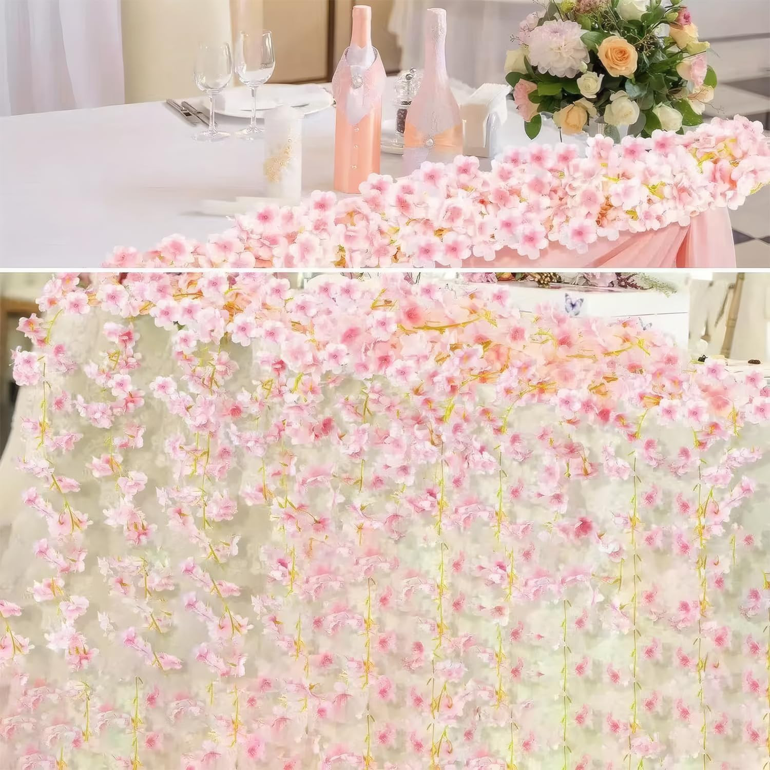 3Pcs 5.91 Ft Artificial Cherry Blossoms Garland Pink Fake Vines Hanging Silk …