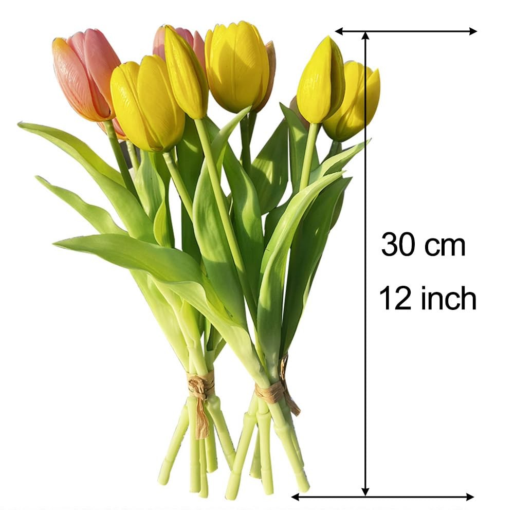 10 PCS Multicolor Artificial Tulip Bundle 6 Tulips 4 Buds Real Touch Wedding