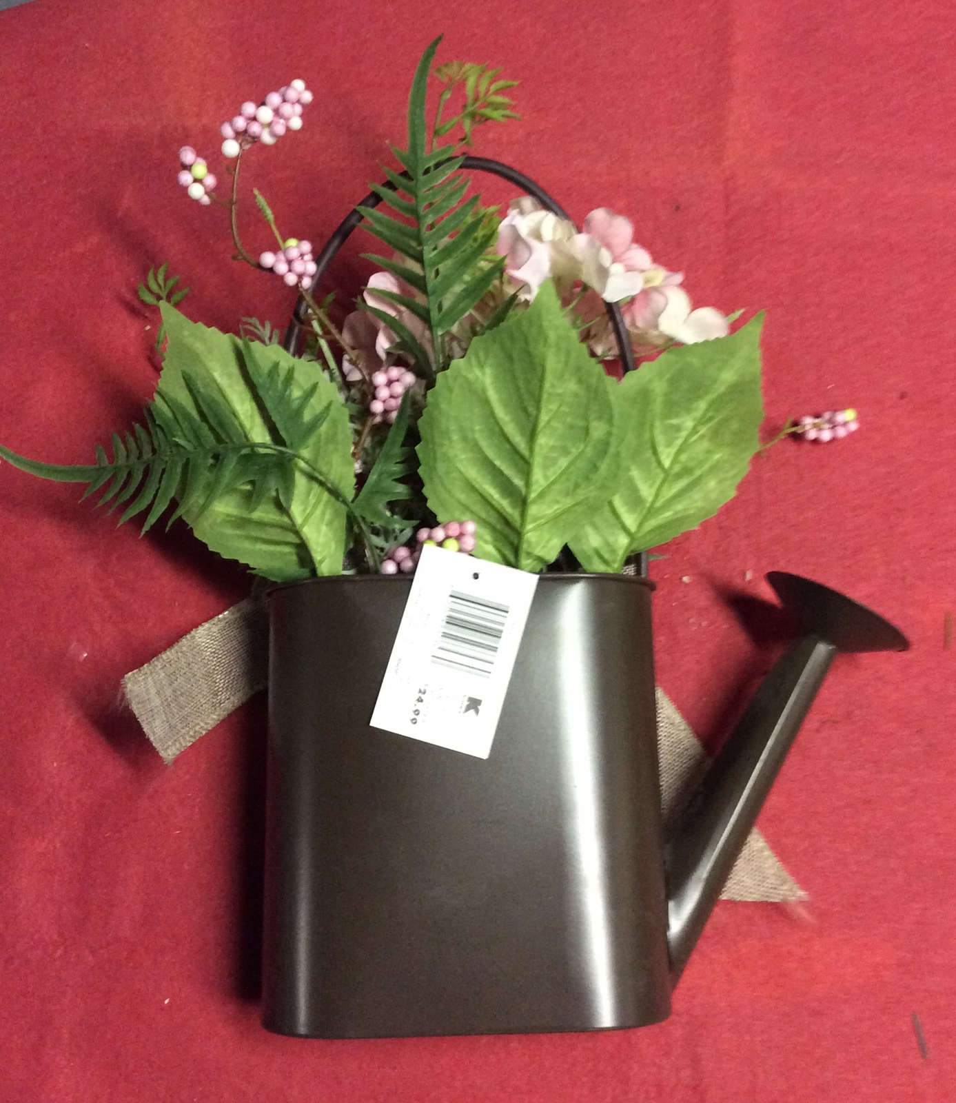Plastic Flower In Brown Watering Can For Decorations From Kmart Store