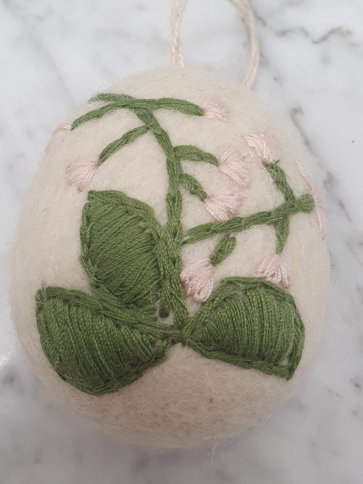 6 Cottage Core Farmhouse Chic Boiled Wool Eggs Embroidered Flowers Basket Decor