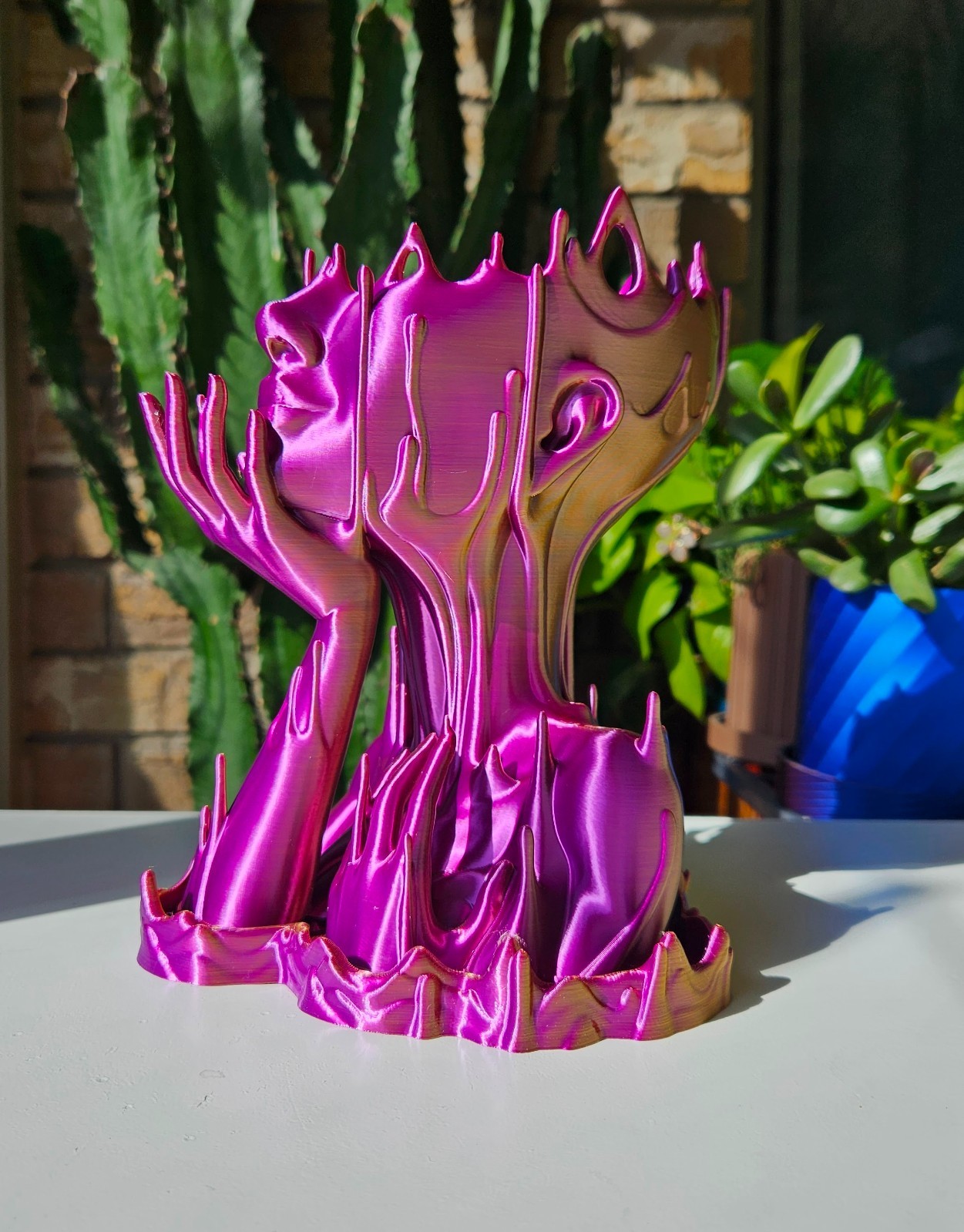 Melted Woman Head Planter 3D Printed Face Pot for Indoor Plants Mini Planter