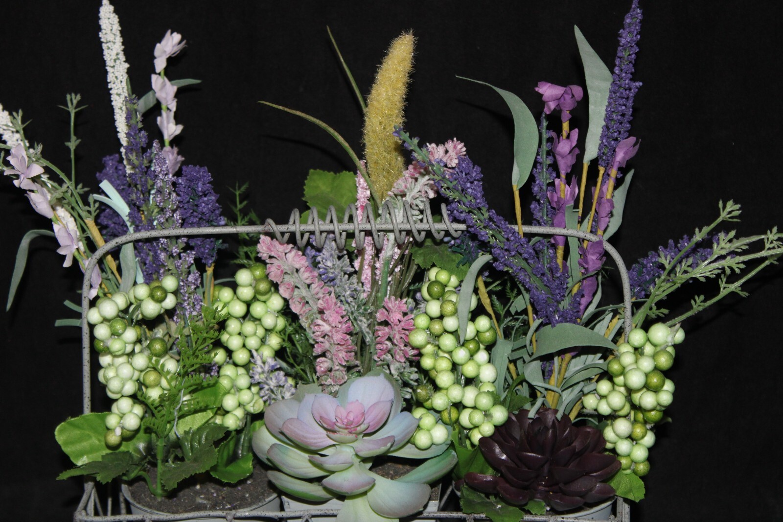 Mixed Artificial Succulent Arrangement in Metal Planter