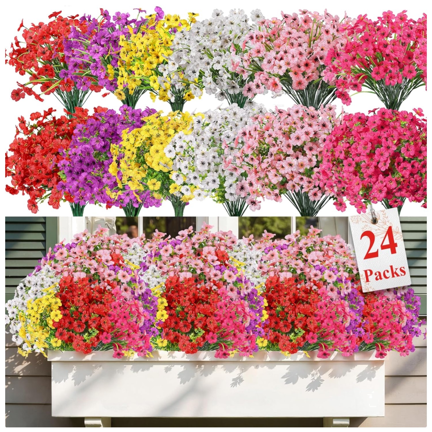 UV Resistant Silk Daisy Flora – 24 Bundles, Mix 6 Colors