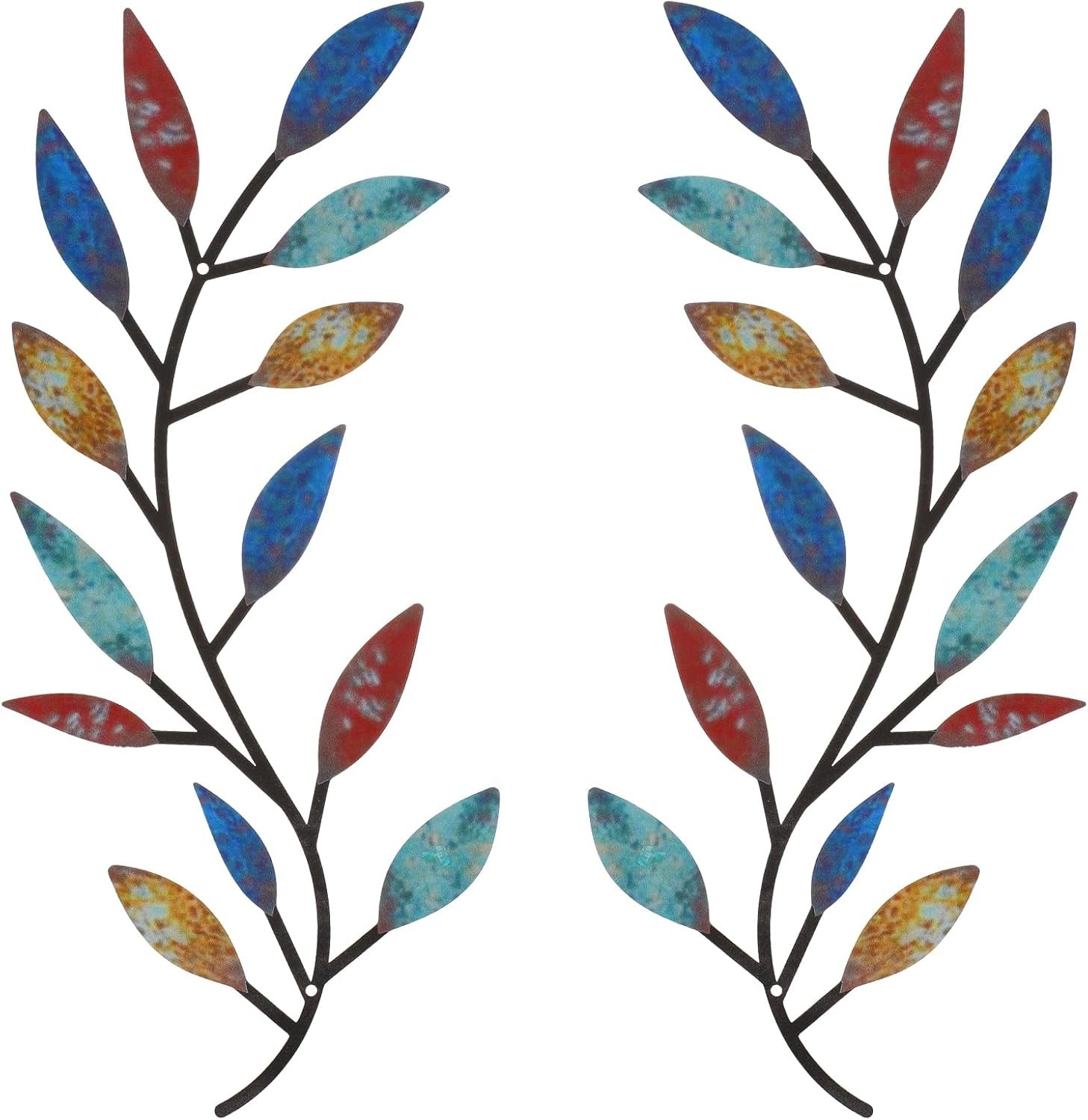 2 Pieces Metal Tree Leaf Wall Decor Vine Olive Branch Leaf Wall Art Living Ro…