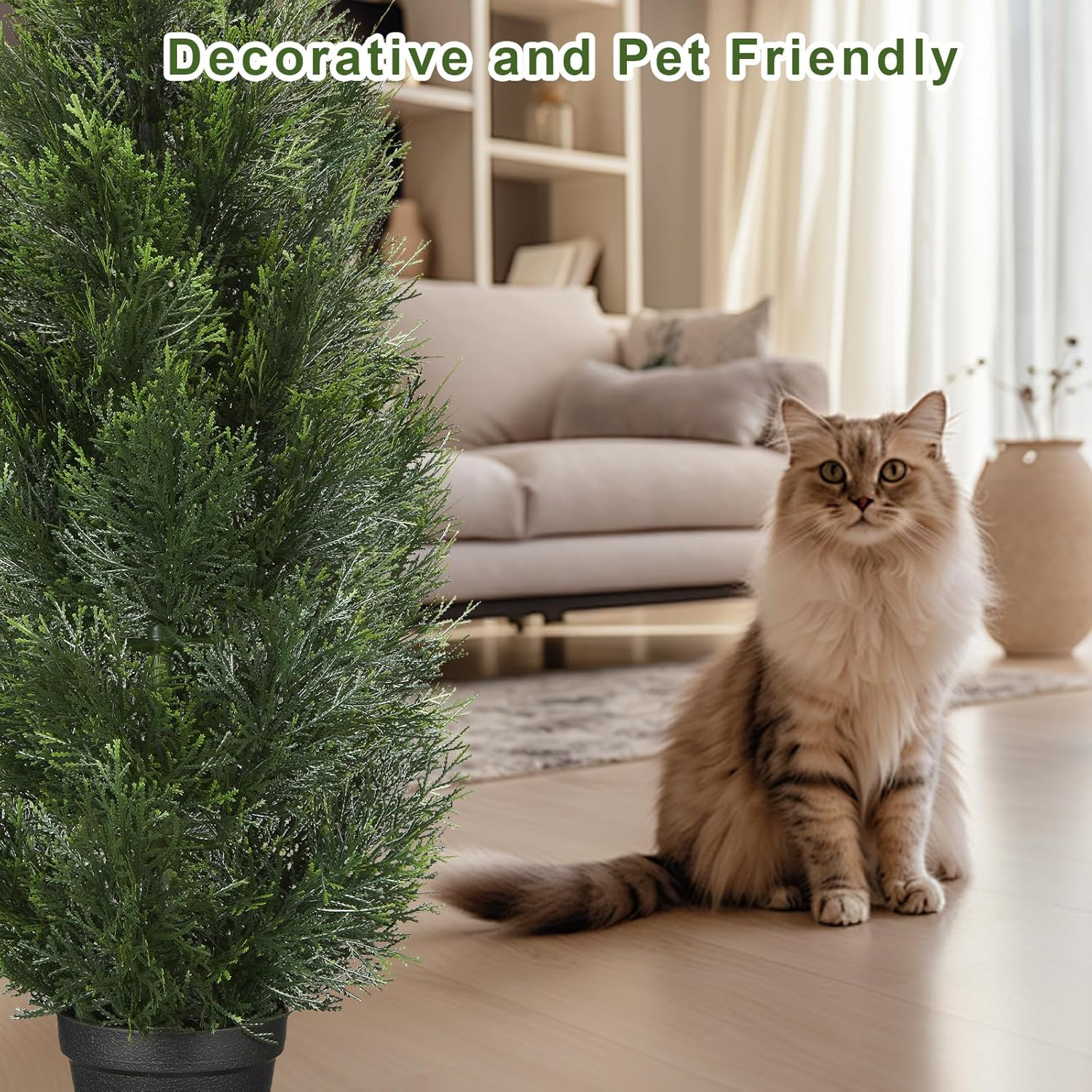 Set of 2 UV Resistant 3FT Artificial Cedar Trees for Outdoor Decor