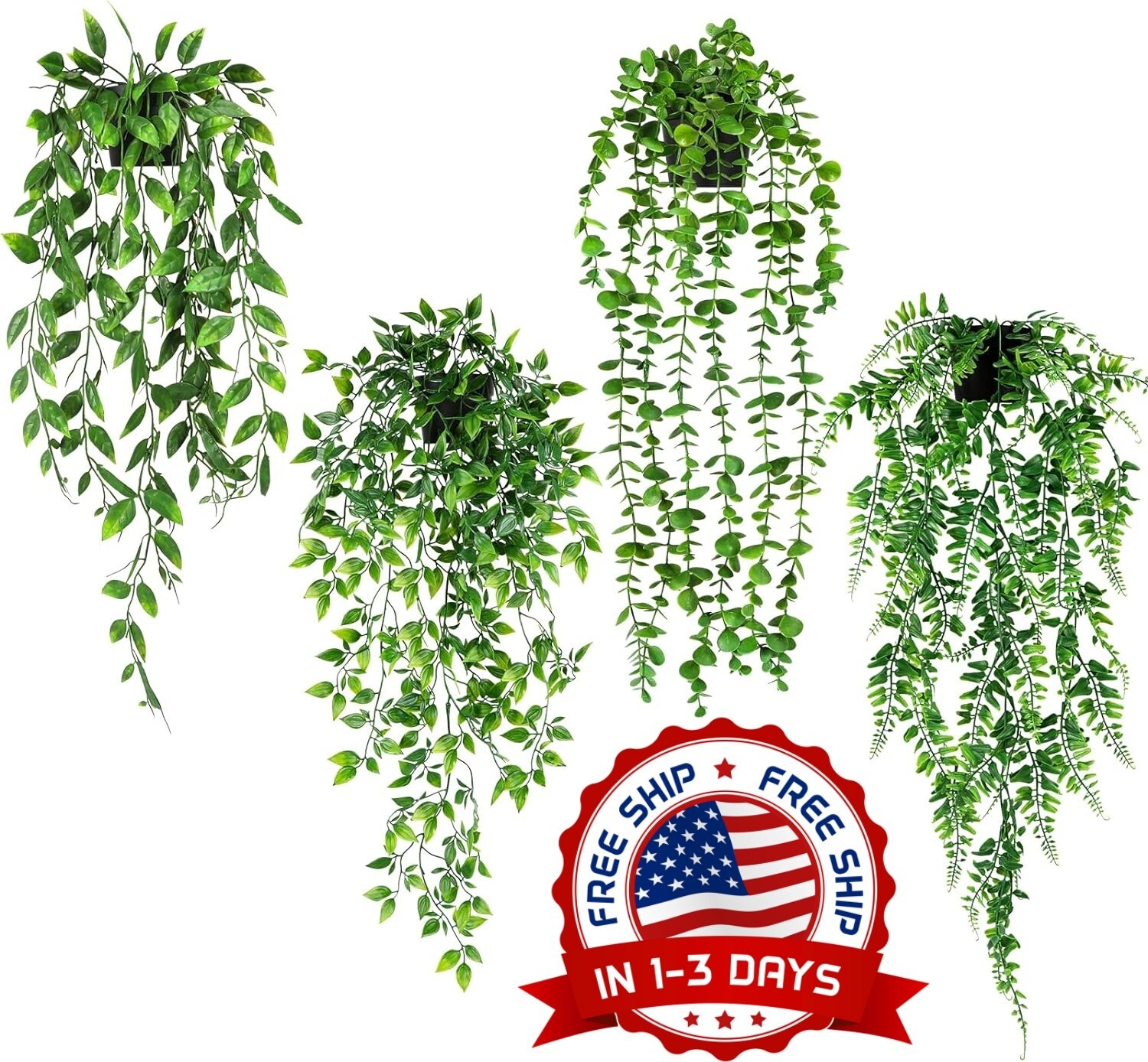 4 Plantas Colgantes Artificiales De Hiedra Falsa Para Decoración De Pared Hogar