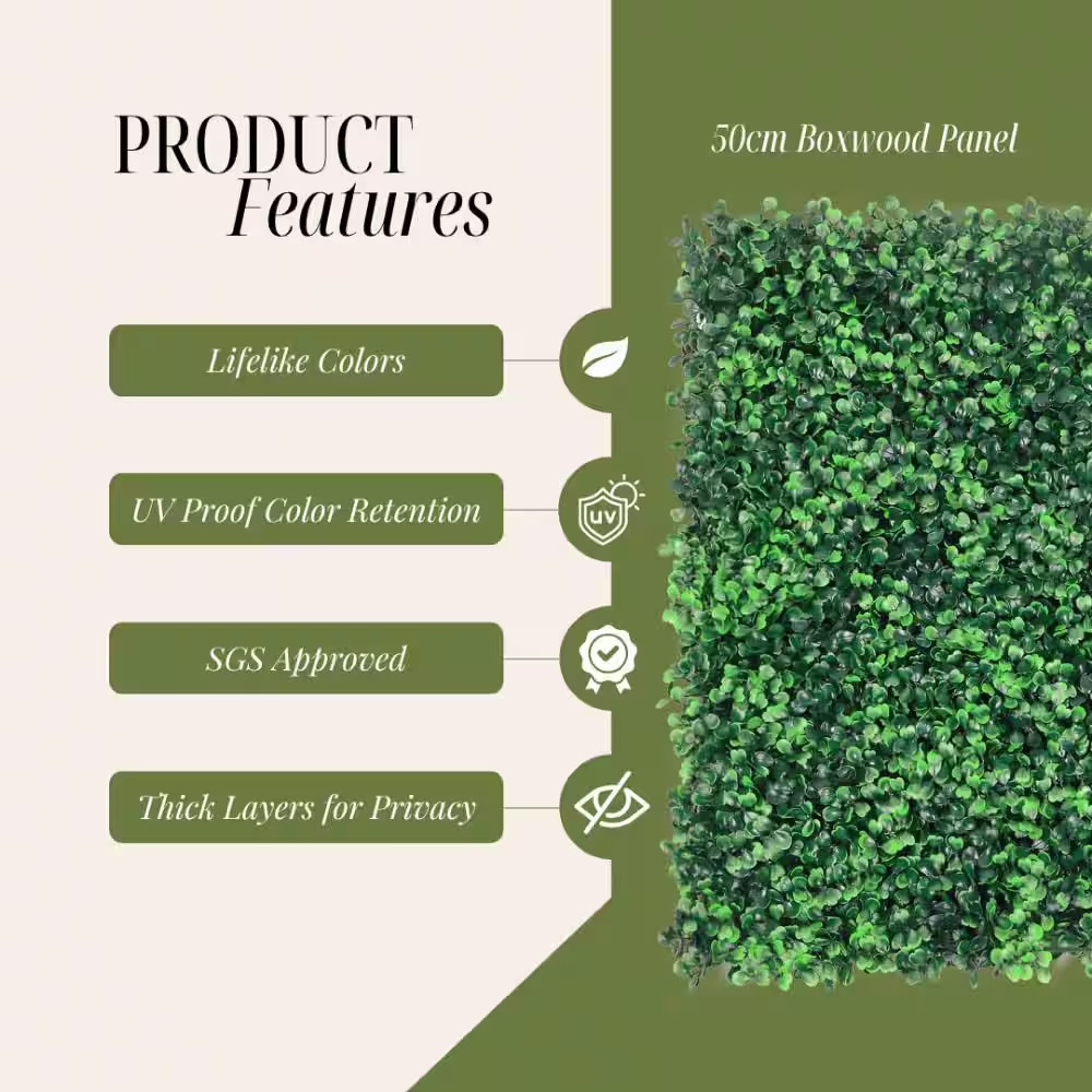 24 Piece20 In. H X 20 In. W Artificial Boxwood Hedges Plastic Grass Wall Panels