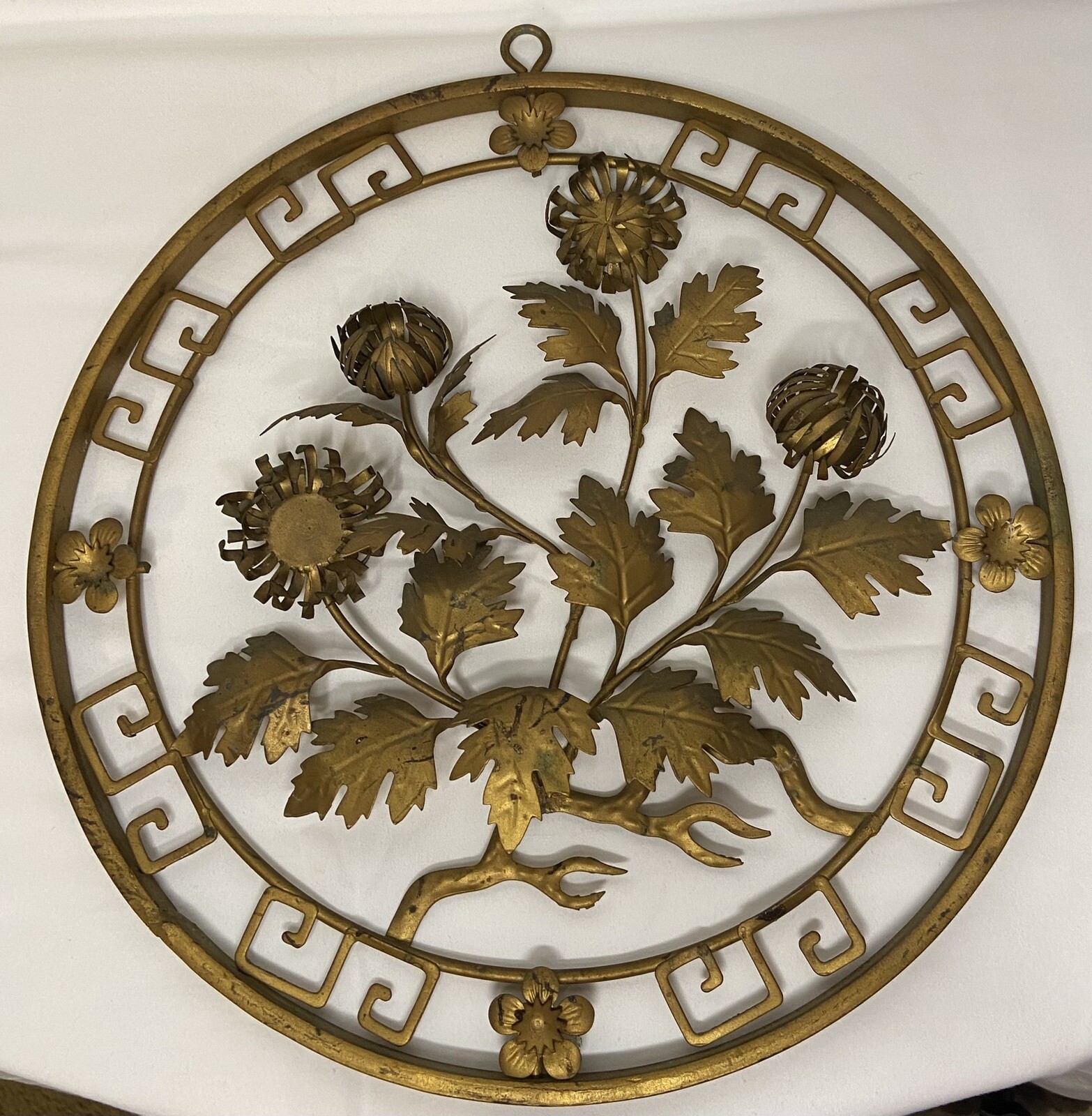 Vintage Gold Flower 3D Medallion 12” Diameter Wall Decor