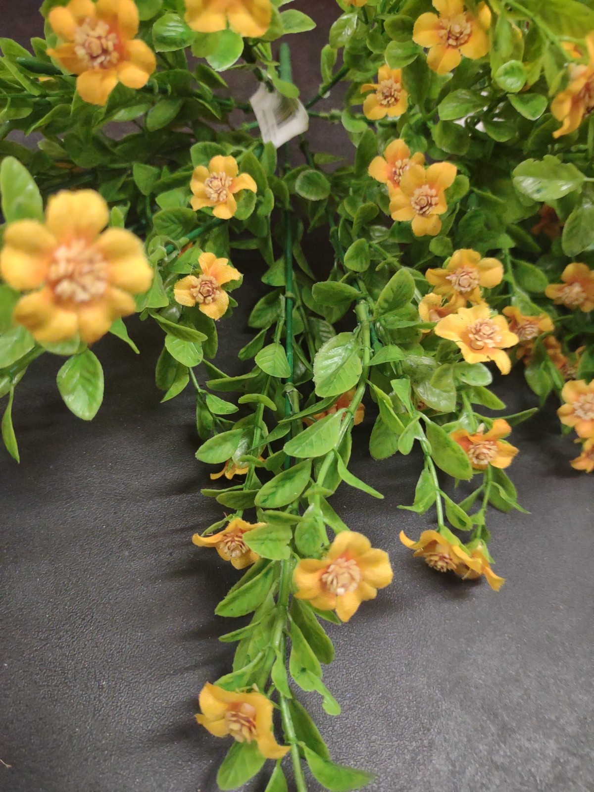 Set of 2: Silk Mini Daisy Bush, “Jacob’s Ladder” Miniature Flowers, Yellow Gold