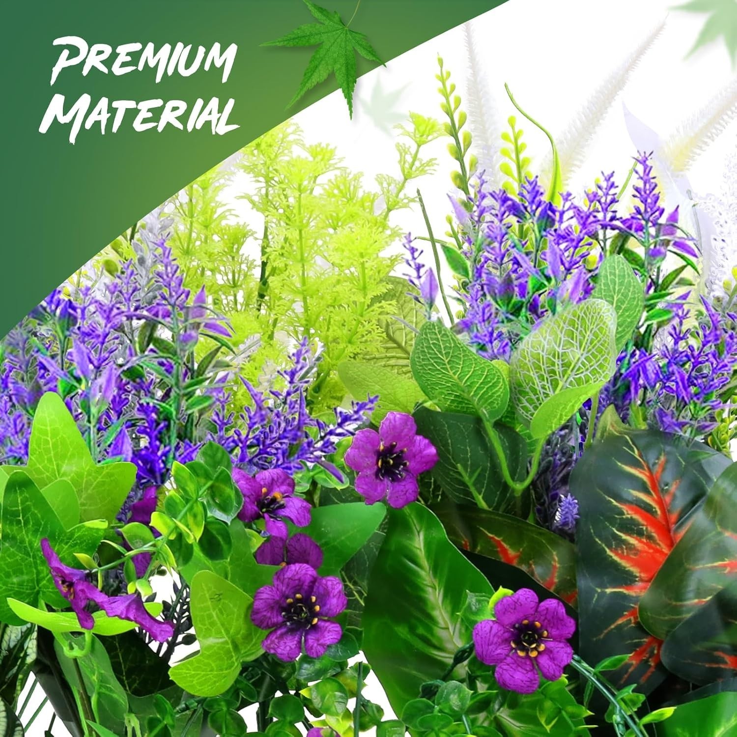 Maintenance-Free 14 Pack of Realistic Fake Plants for Pots & Window Boxes