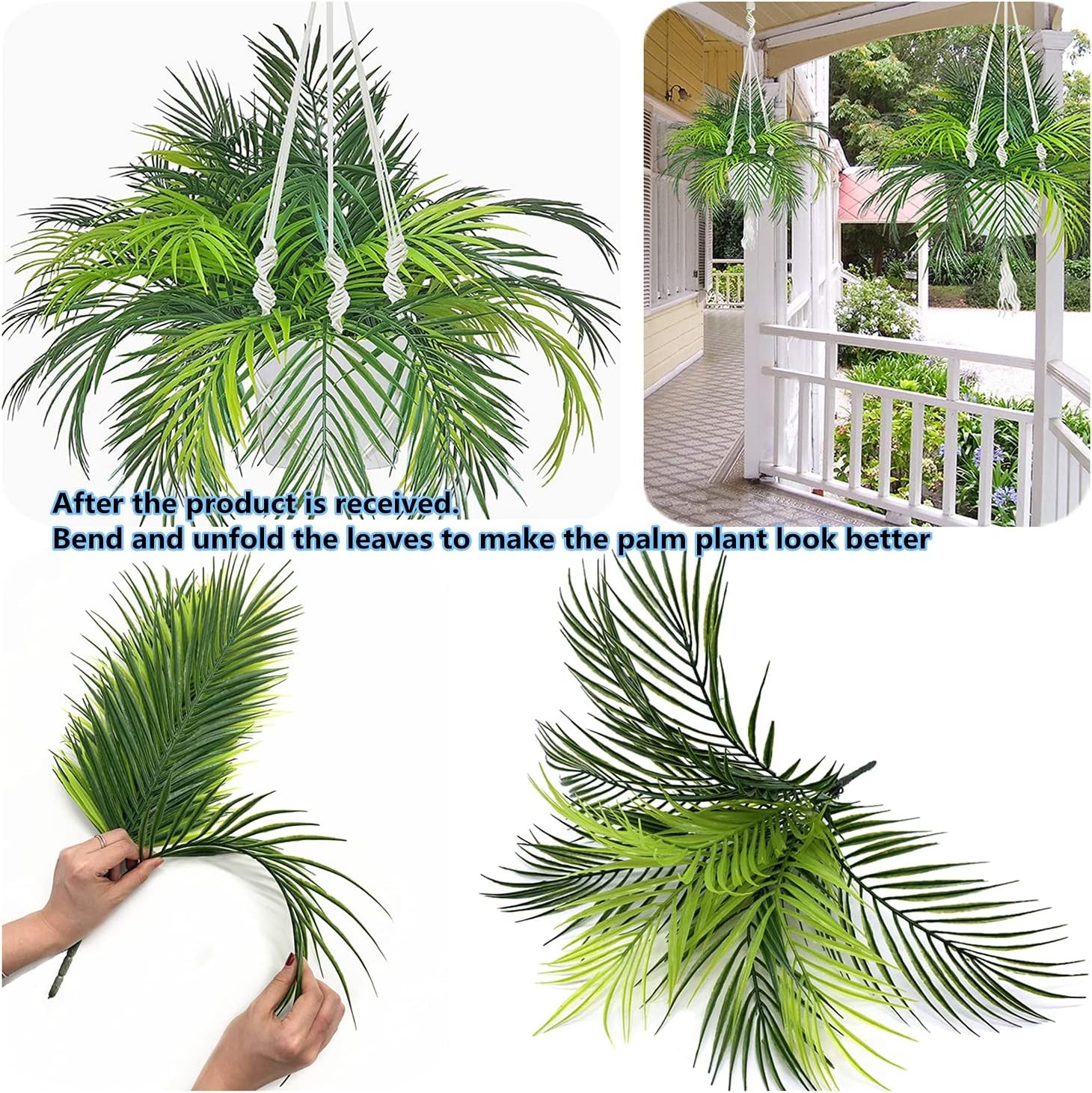 CATTREE Artificial Tropical Palm Plants, Faux Plant Plastic Shrubs Fern Leaves