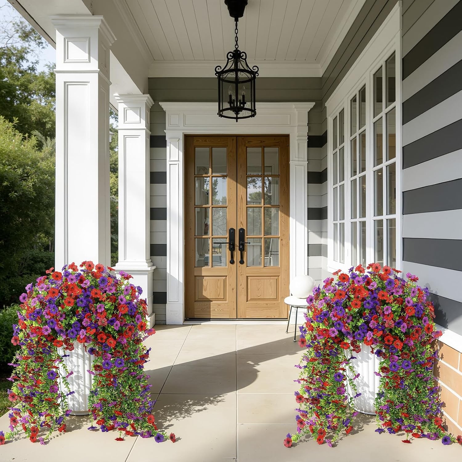 4PCS UV Resistant Fake Hanging Flowers Spring Decor Outdoor