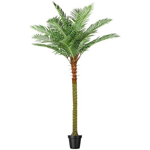 8ft Artificial Palm Tree – Tall Faux Tropical Plant with Adjustable Leaves for I