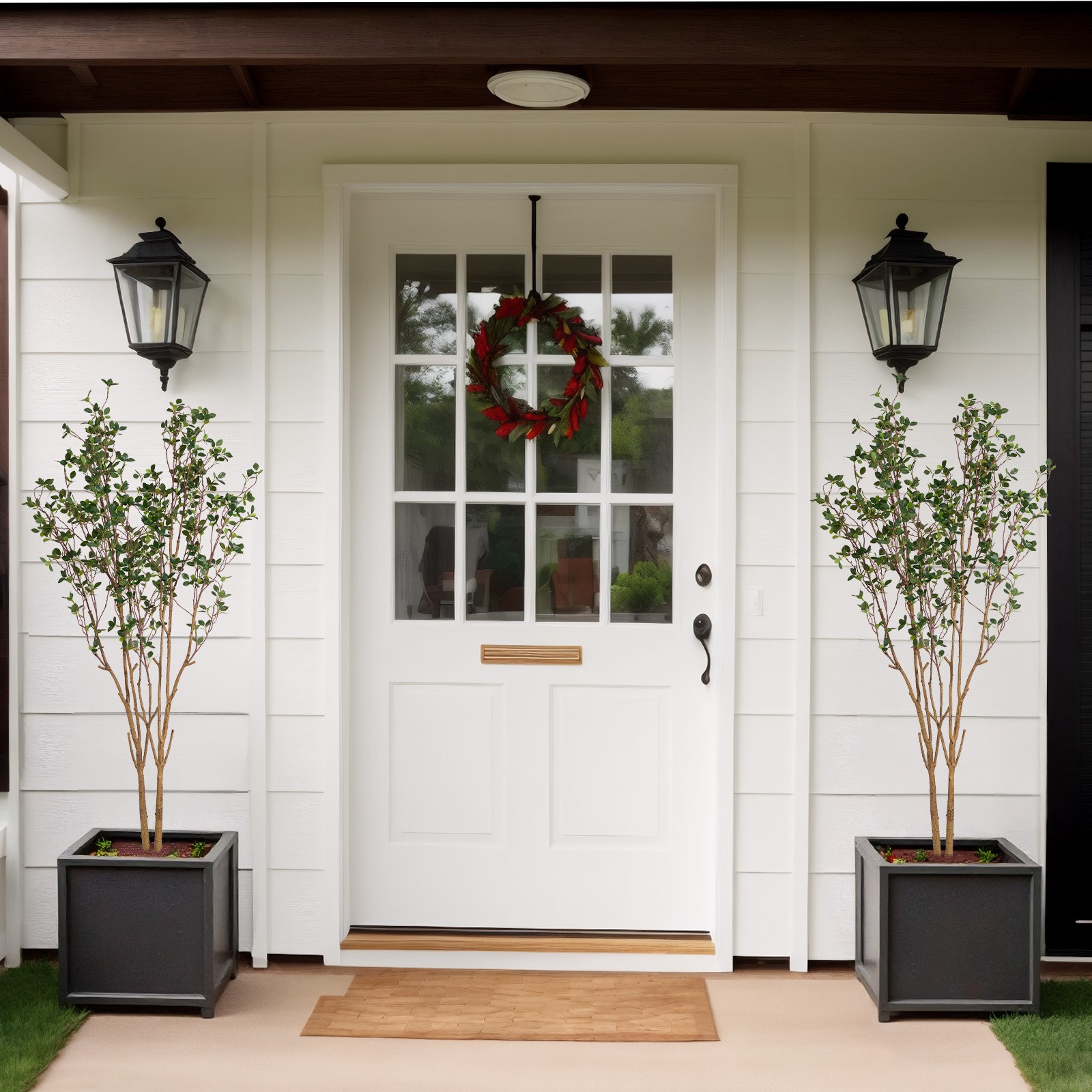 5.2ft Tall Enkianthus Artificial Tree Plant Double-Pole Natural Look Leaves Pot