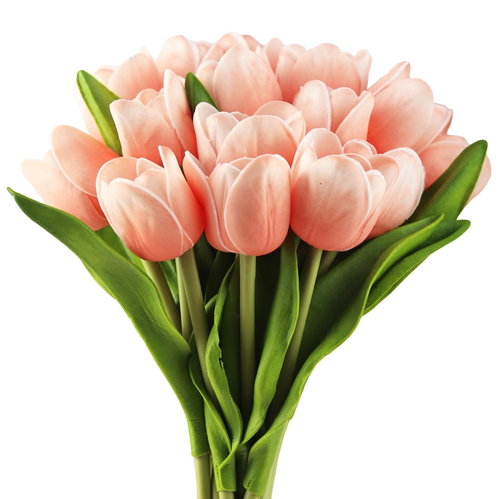 Green Artificial Real Touch Tulip Fake Flowers Table Centerpieces 12 PCS