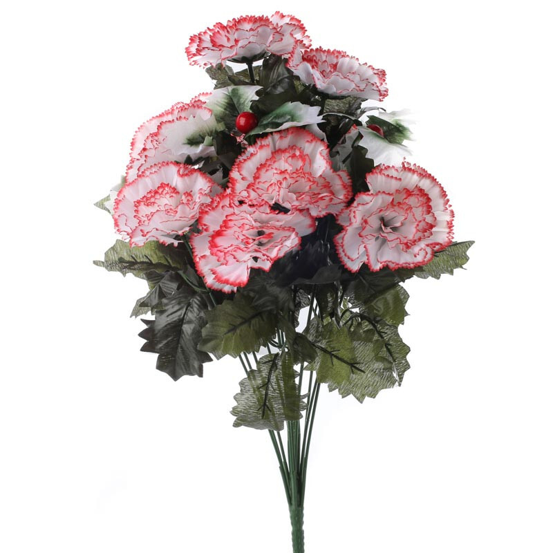 Set of 4 Artificial Carnation and Holly 17-1/2″ Bushes