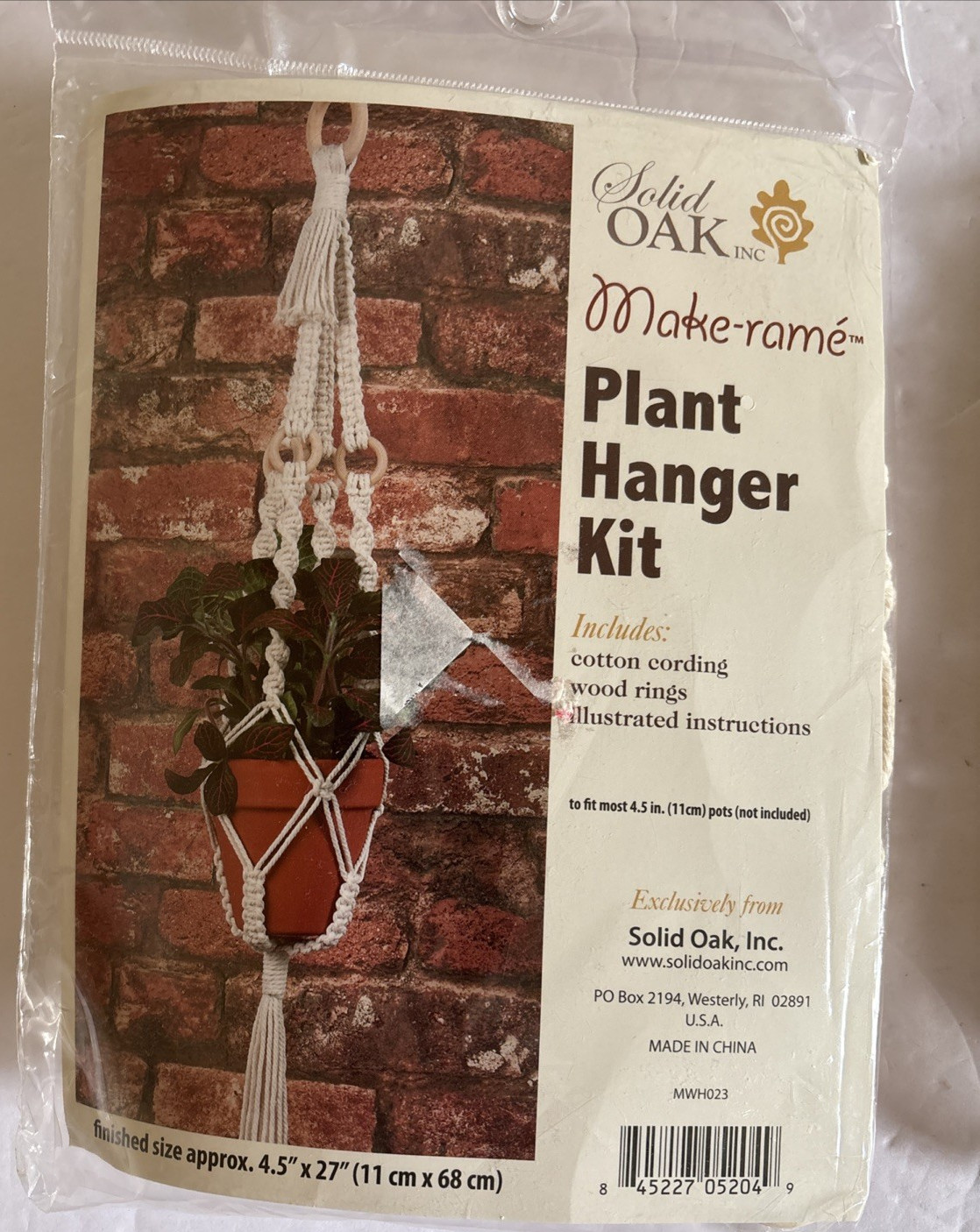 MACRAME Solid Oak Inc PLANT HANGER KIT – Set of 2 – 4 1/2″ x 27″ Mid Century
