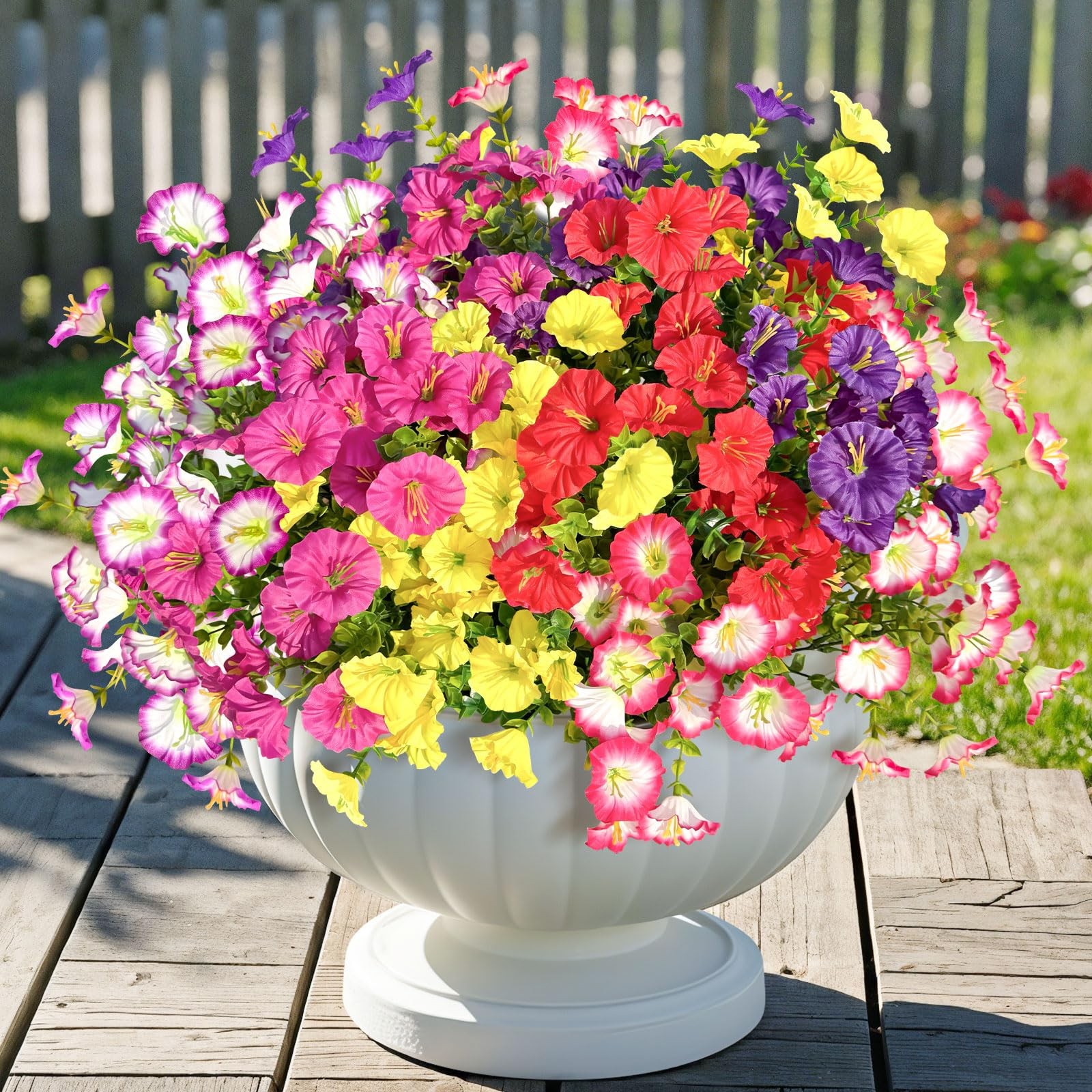 18 Bundles Artificial Faux Flowers Plants for Outdoors Decor-6 Colors