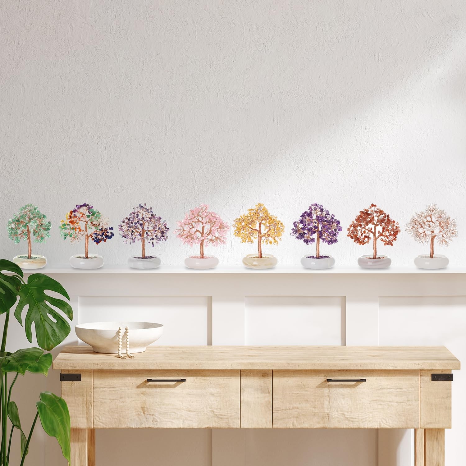 Seven Chakra Crystal Trees, Bonsai Money Tree, Healing Stones, Crystal Tree o…
