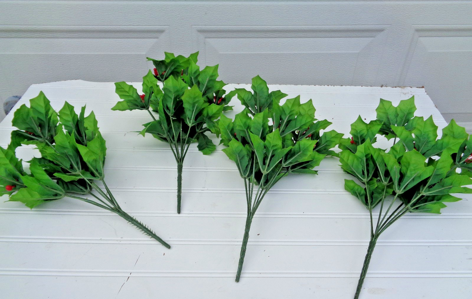 4 – Holly & Berries Silk Stems Floral Picks 12″