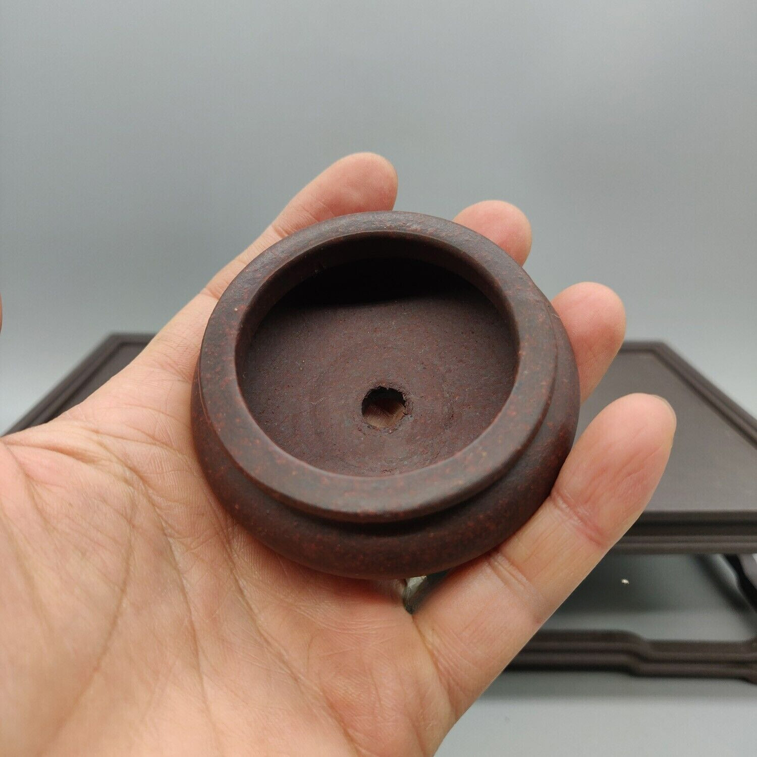 Dark Red Round Chinese Yixing Zisha Mame Bonsai Pot 2.25”x2.25”x1”