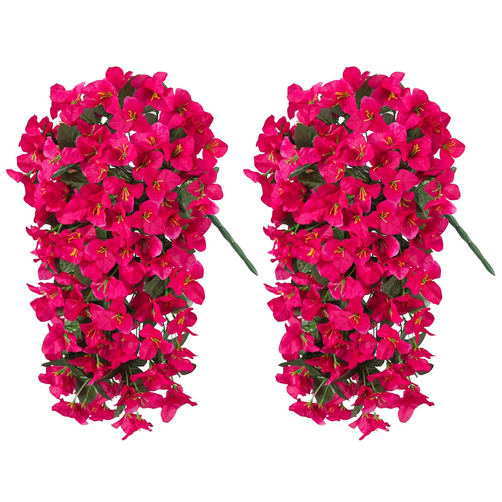 INXUGAO 2 pcs Artificial Faux Bougainvillea Flowers Plants for Outdoor Outsid…