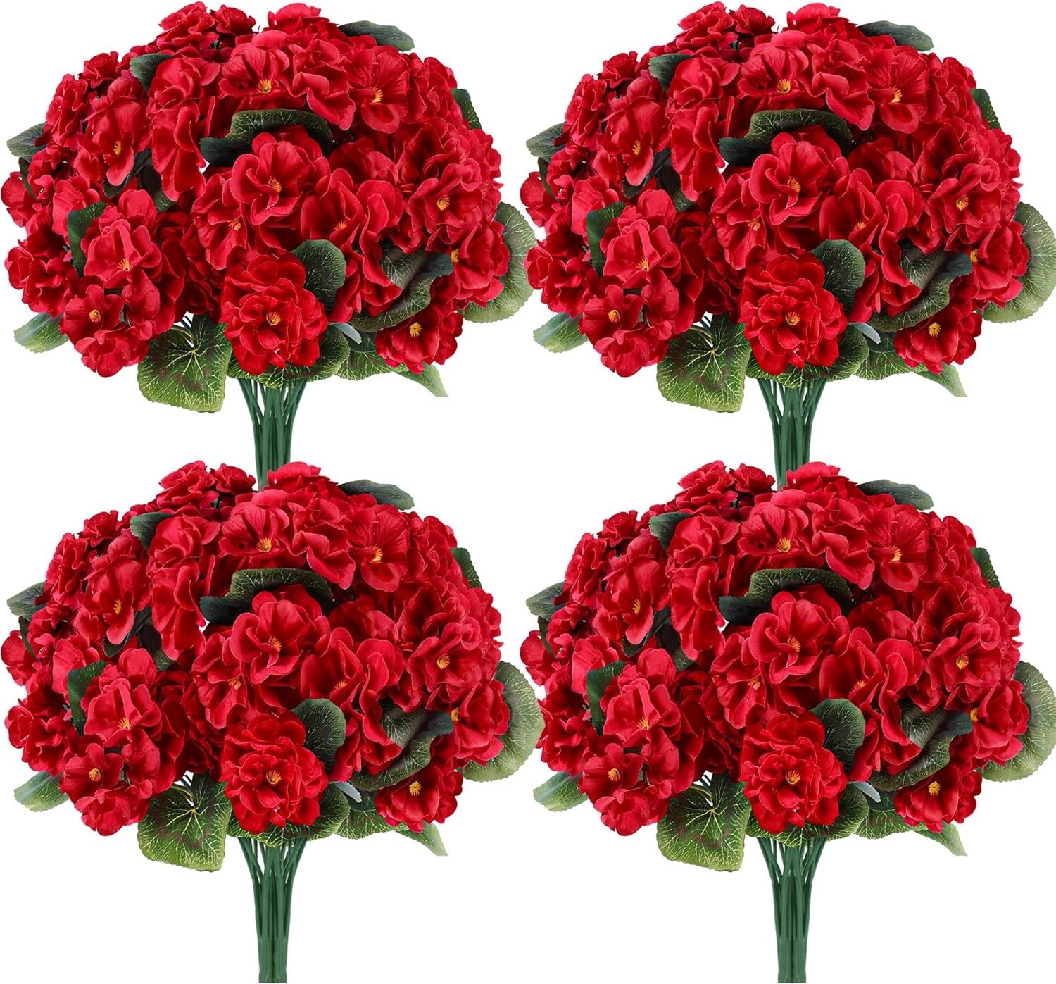 6 Pack Red Artificial Geraniums Flowers for Outdoors UV Resistant Faux Flowers f