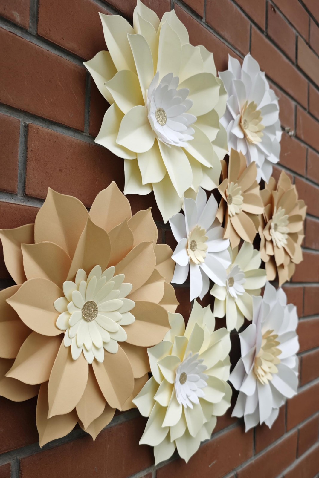 Rustic Wedding Wall Decor- Assorted 6-10 Inch Ivory Cream White Flowers for N…