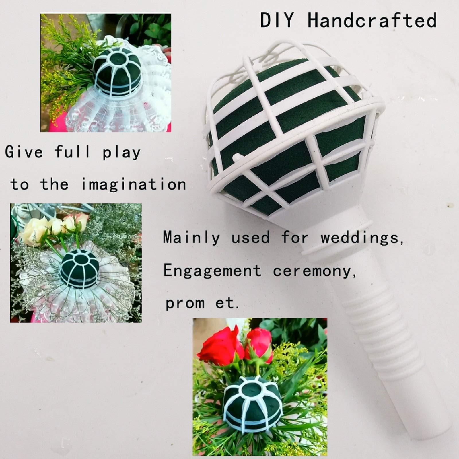 Bridal Wedding Bouquet Holder Decoration Flower Foam Handle Box Of 2 PCS
