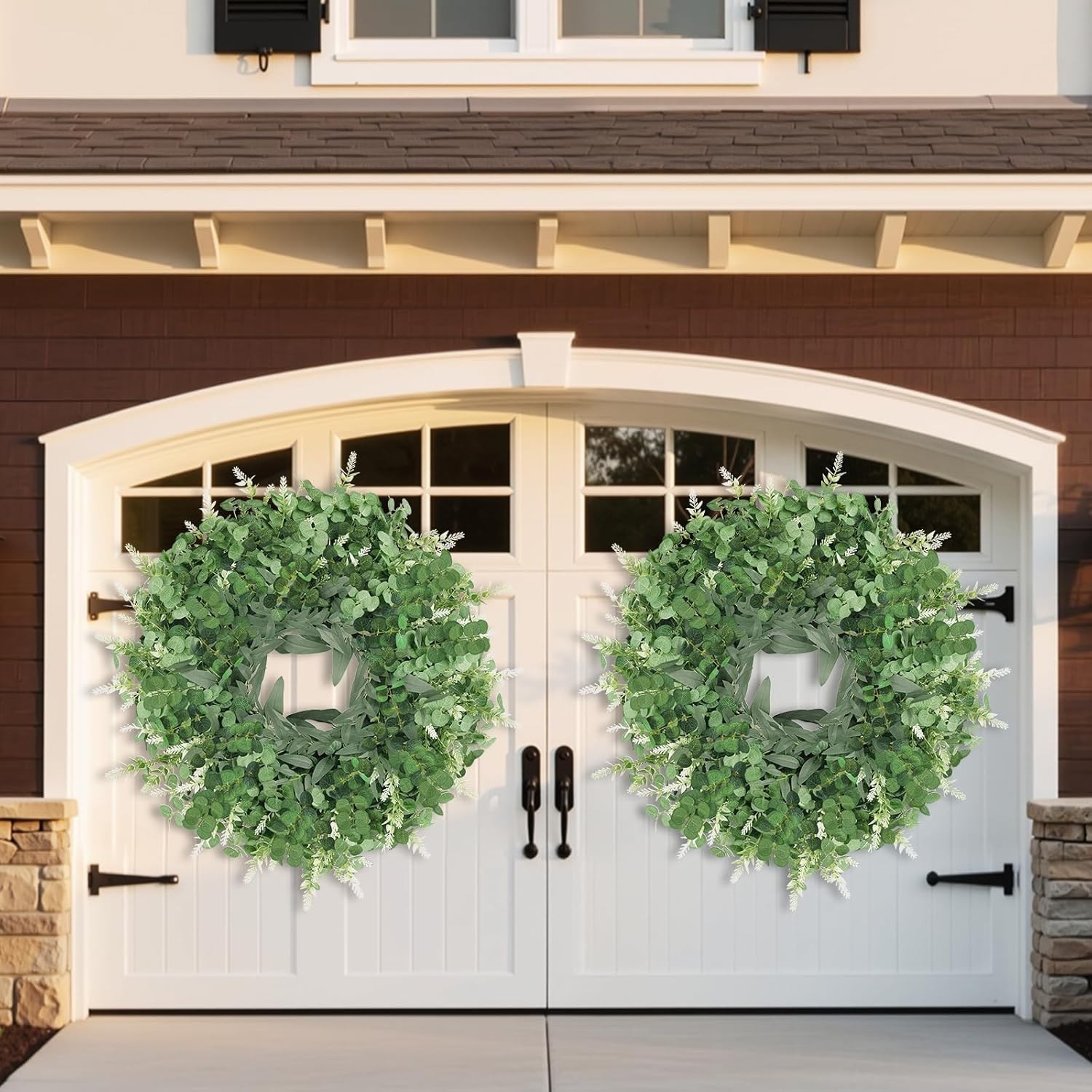 26 Inch Artificial Eucalyptus Wreath for Front Door Indoor Outdoor Greenery A…