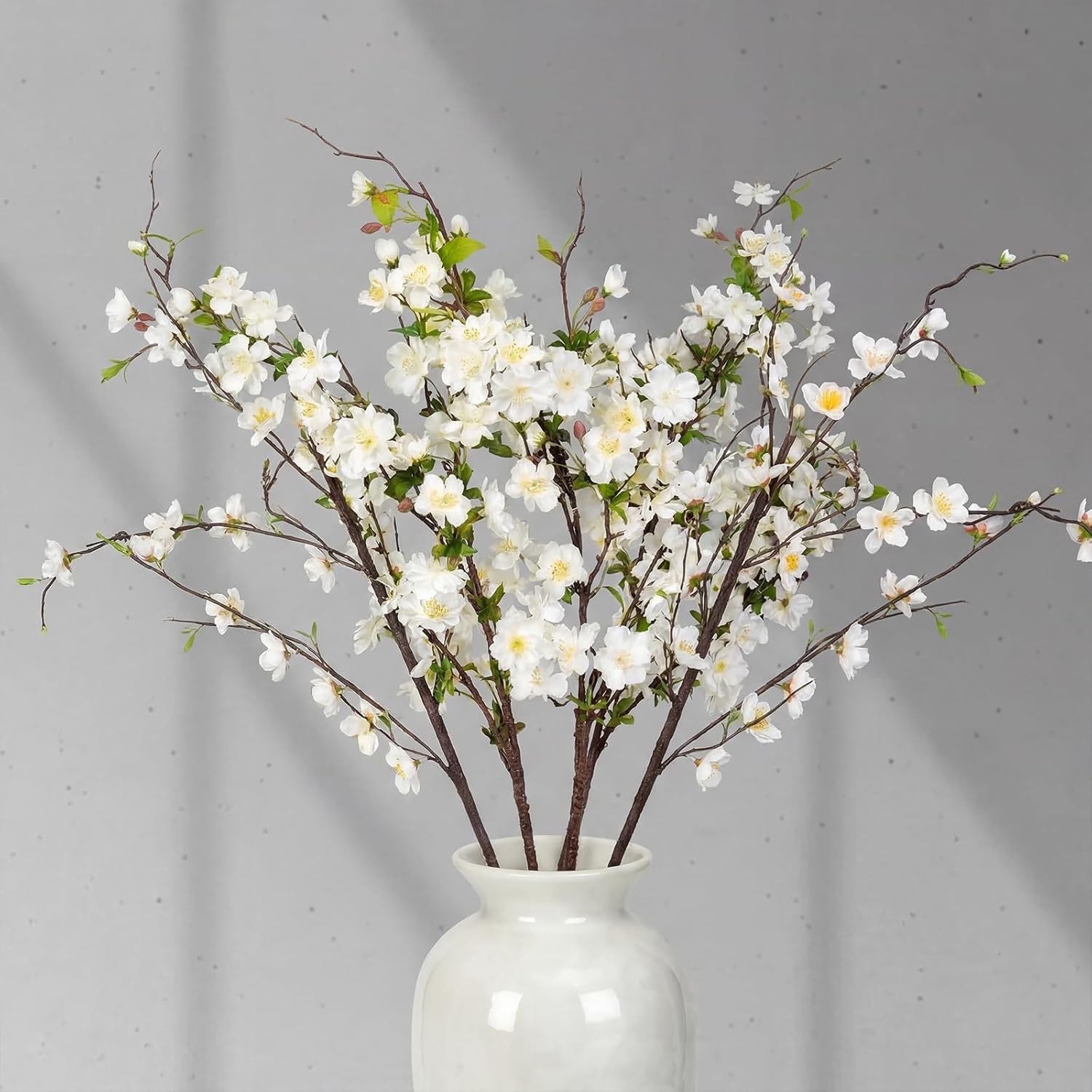 Giegxin 42in Spring Faux Cream Cherry Blossom Branches 3pcs